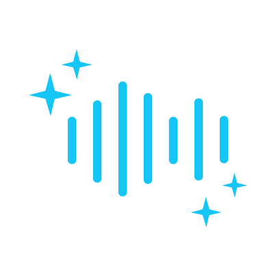 Blue crystal clear audio logo.