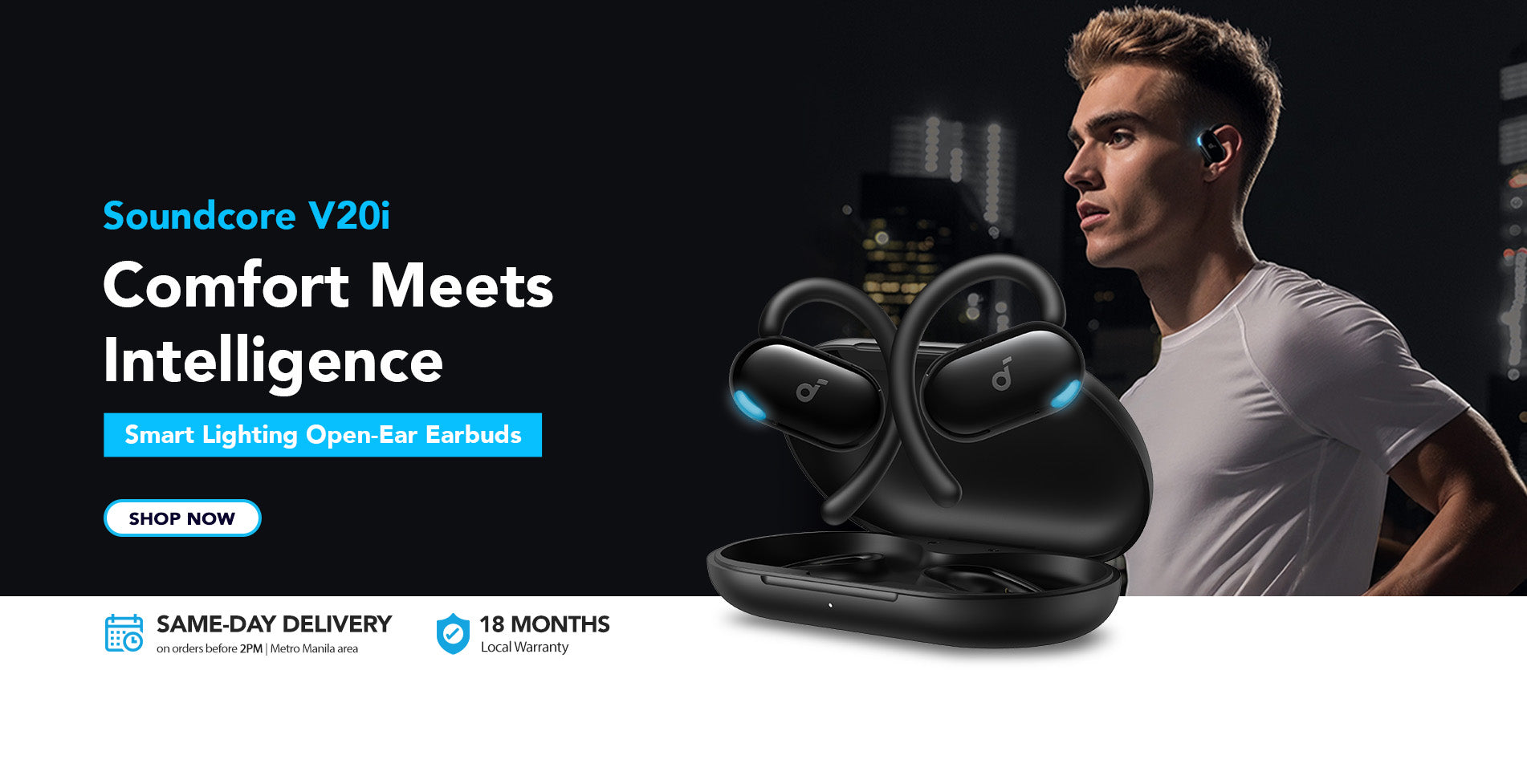 Advertisement featuring Soundcore V20i