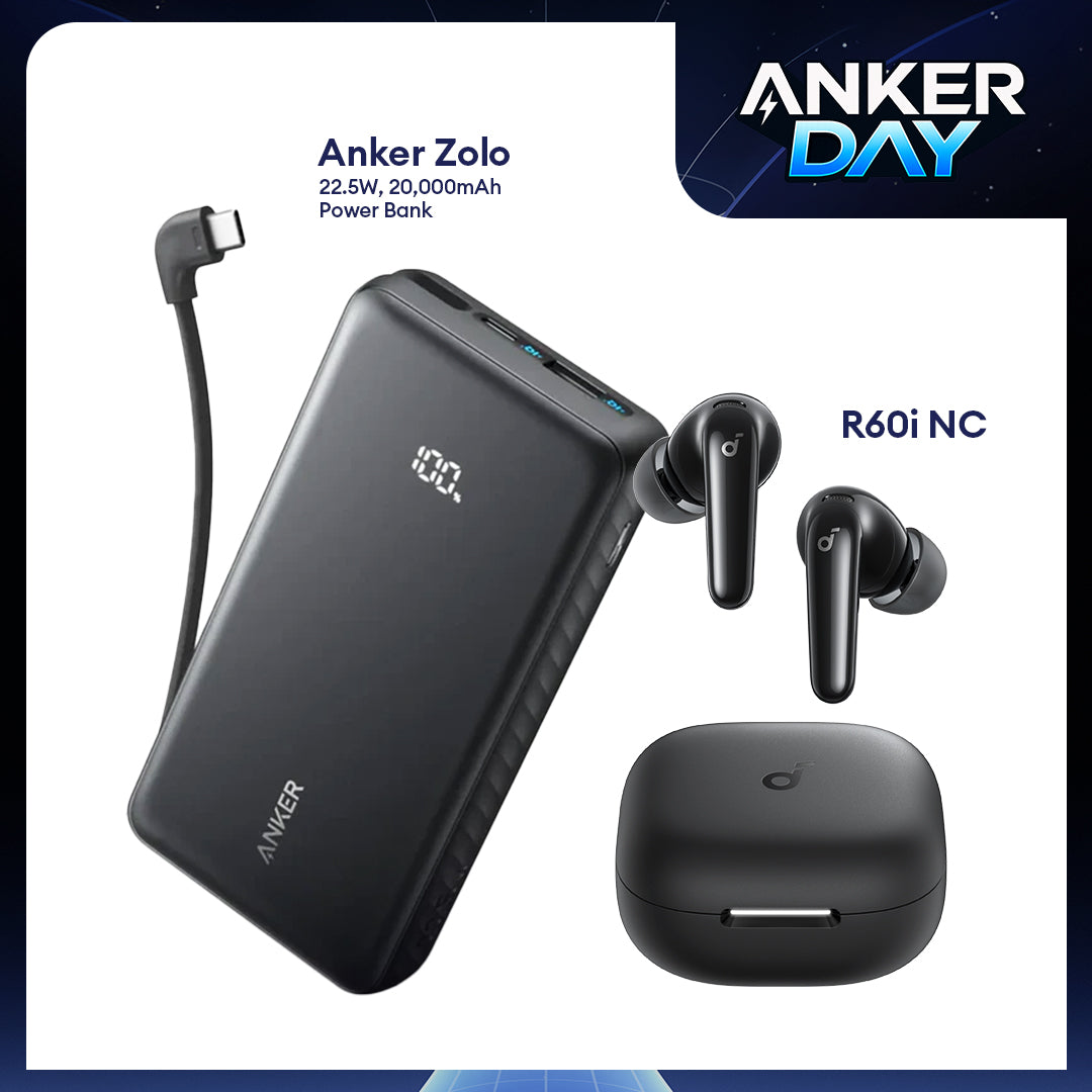 Soundcore R60I NC and Anker Zolo Power Bank (20K, 22.5W) Bundle